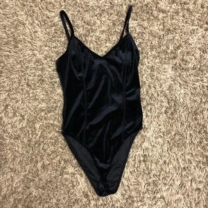 Navy Blue Velvet Bodysuit